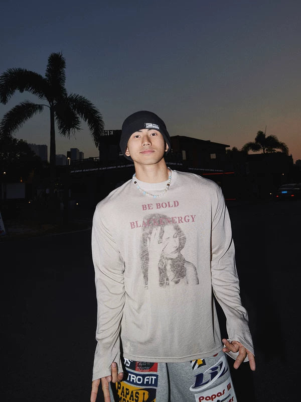 Retro Portrait Print Long-Sleeve T-Shirt 1