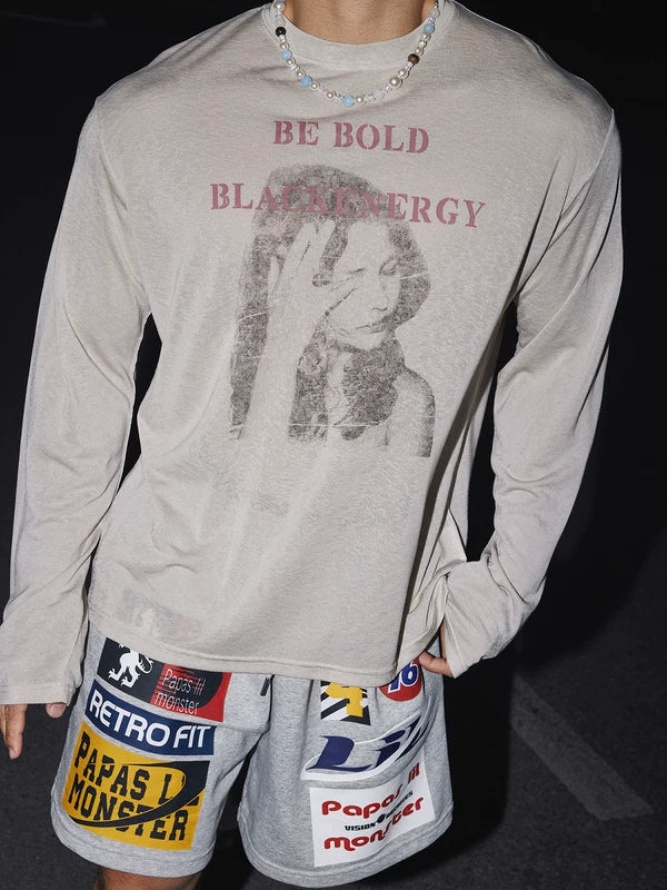 Retro Portrait Print Long-Sleeve T-Shirt 3