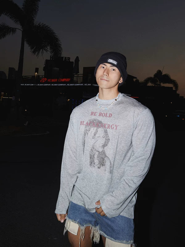 Retro Portrait Print Long-Sleeve T-Shirt 4