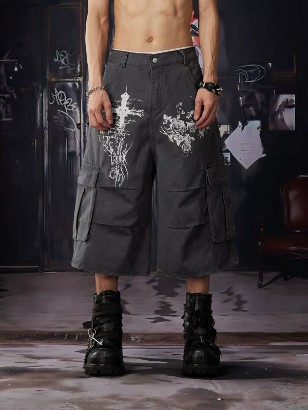 Retro Print Cargo Pants 1