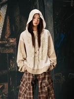Retro Print Patchwork Hooded Sweatshirt 1