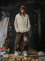 Retro Print Patchwork Hooded Sweatshirt 4