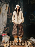 Retro Print Patchwork Hooded Sweatshirt 5