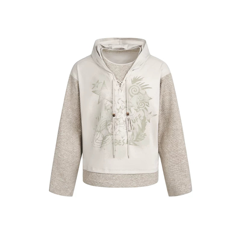 6197415378264,6197415378265,6197415378266,6197415378267, Retro Print Patchwork Hooded Sweatshirt