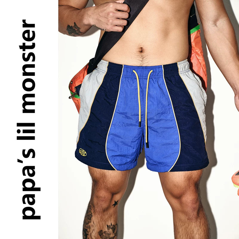 6095507833705,6095507833706,6095507833707, Retro Quick-Drying Patchwork Sporty Shorts