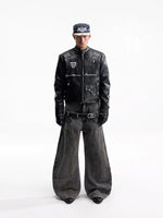 Retro Racing Distressed Leather Motorcycle Jacket 5