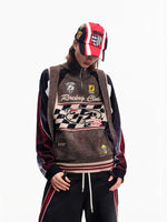 Retro Racing Knit High Neck Sweater Vest 4