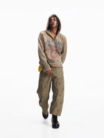 Retro Racing Print Distressed Hooded Sweatshirt 5