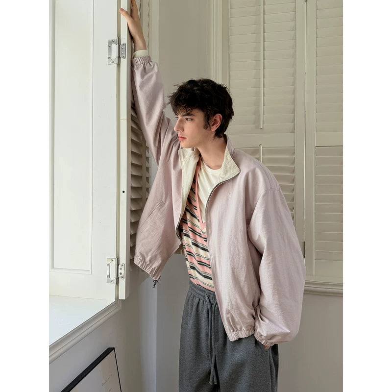 Retro Reversible Zipper Collar Jacket 2