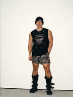 Retro Rhinestone Carousel Print Slim Vest 2