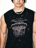 Retro Rhinestone Carousel Print Slim Vest 3