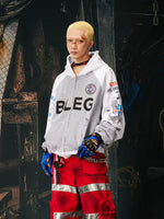 Retro Sport Zip-Up Distressed Hoodie 5