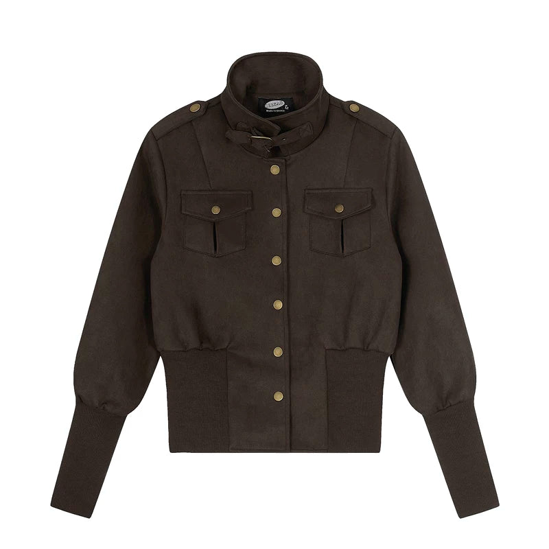 6182423194196,6182423194197,6182423194198, Retro Stand Collar Short Slim Jacket