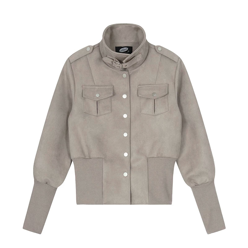 6182423194199,6182423194200,6182423194201, Retro Stand Collar Short Slim Jacket