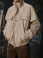 Retro Stand Collar Zip Leather Jacket 3