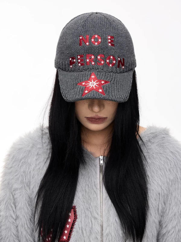 Retro Star Embroidered Knitted Baseball Cap 1