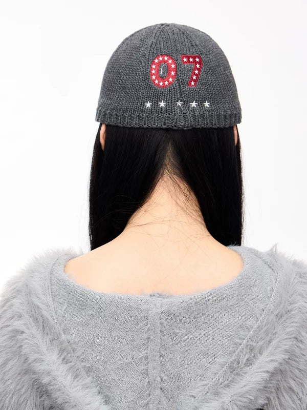 Retro Star Embroidered Knitted Baseball Cap 3