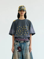 Retro Star Print Distressed Oversized T-Shirt 1