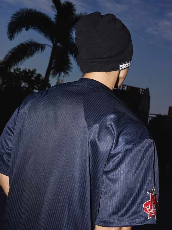 Retro Striped Embroidered Baseball Jersey Shirt 4