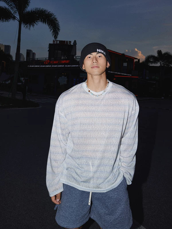 Retro Striped Loose Long-Sleeve T-Shirt 1