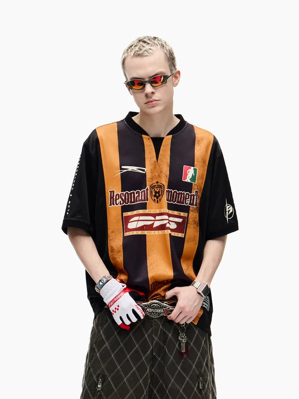 Retro Striped Quick-Dry Jersey T-Shirt 1