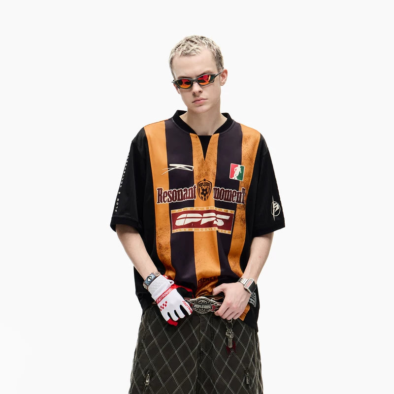 6073058316370,6073058316371,6073058316372, Retro Striped Quick-Dry Jersey T-Shirt