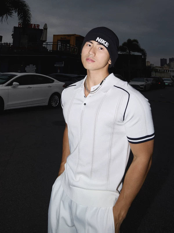 Retro Striped Short-Sleeve Polo Shirt 1