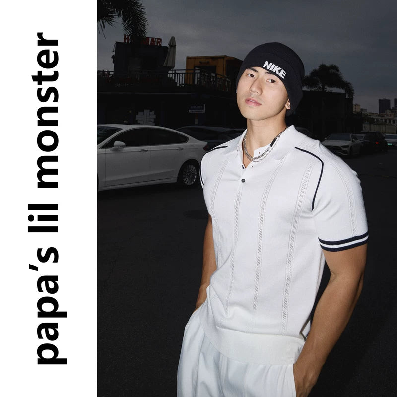 6221510119464,6221510119465,6221510119466, Retro Striped Short-Sleeve Polo Shirt