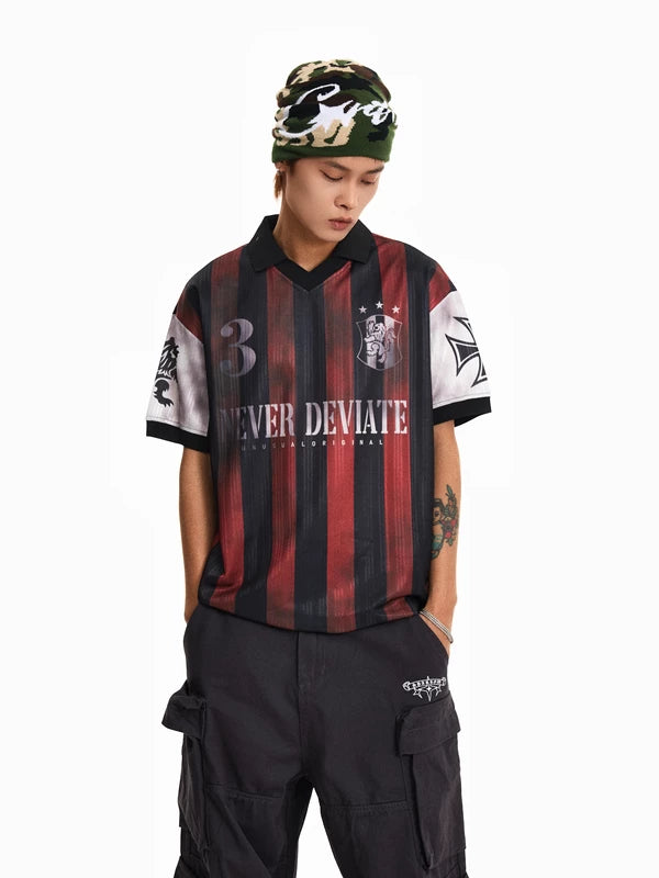 Retro Striped Soccer Jersey T-Shirt 2