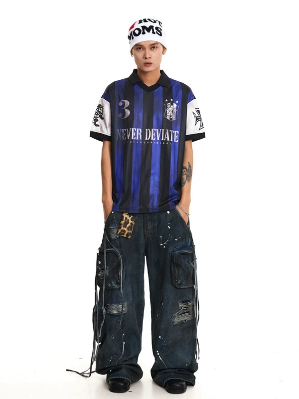 Retro Striped Soccer Jersey T-Shirt 4