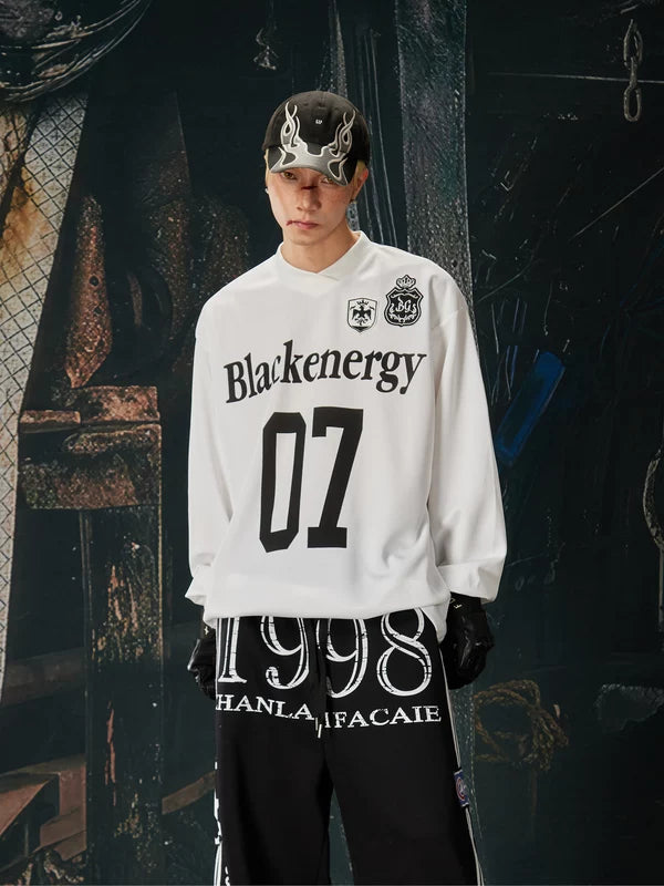 Retro V-Neck Graphic Jersey Hoodie 1