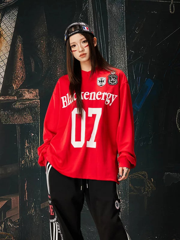 Retro V-Neck Graphic Jersey Hoodie 2