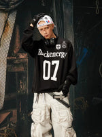 Retro V-Neck Graphic Jersey Hoodie 3