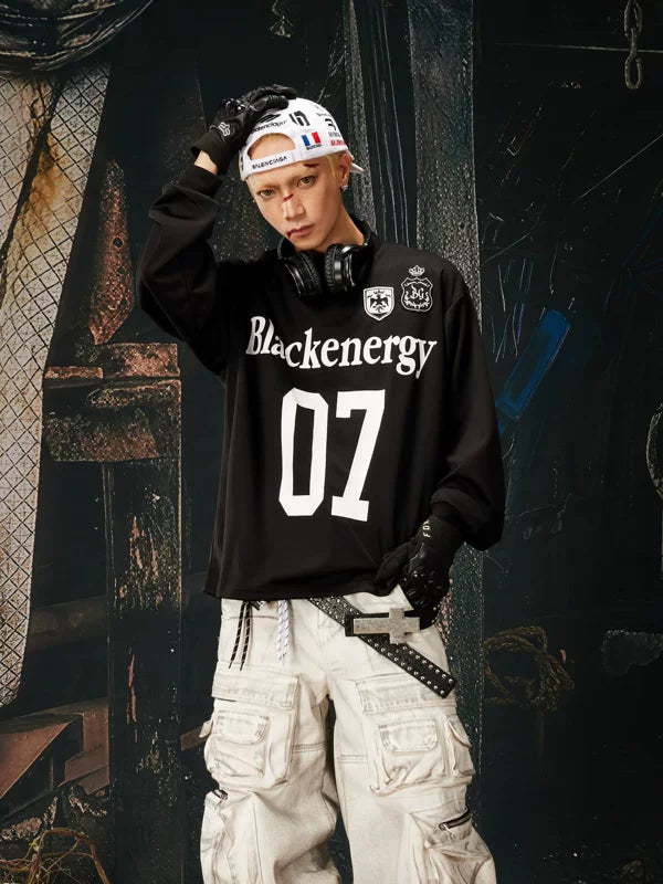 Retro V-Neck Graphic Jersey Hoodie 3