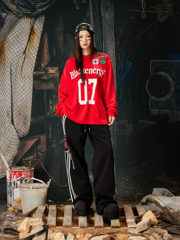 Retro V-Neck Graphic Jersey Hoodie 5