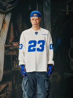 Retro V-Neck Long-Sleeve Sports T-Shirt 1