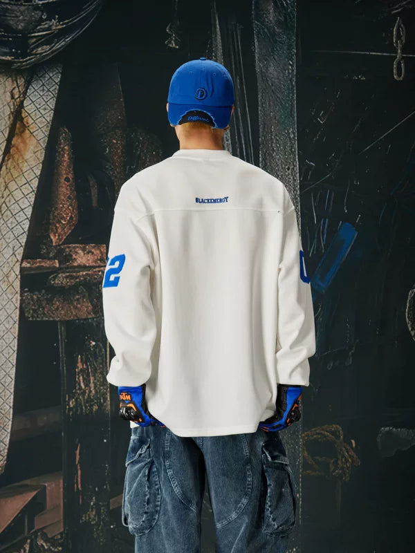 Retro V-Neck Long-Sleeve Sports T-Shirt 3