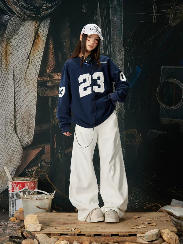 Retro V-Neck Long-Sleeve Sports T-Shirt 5