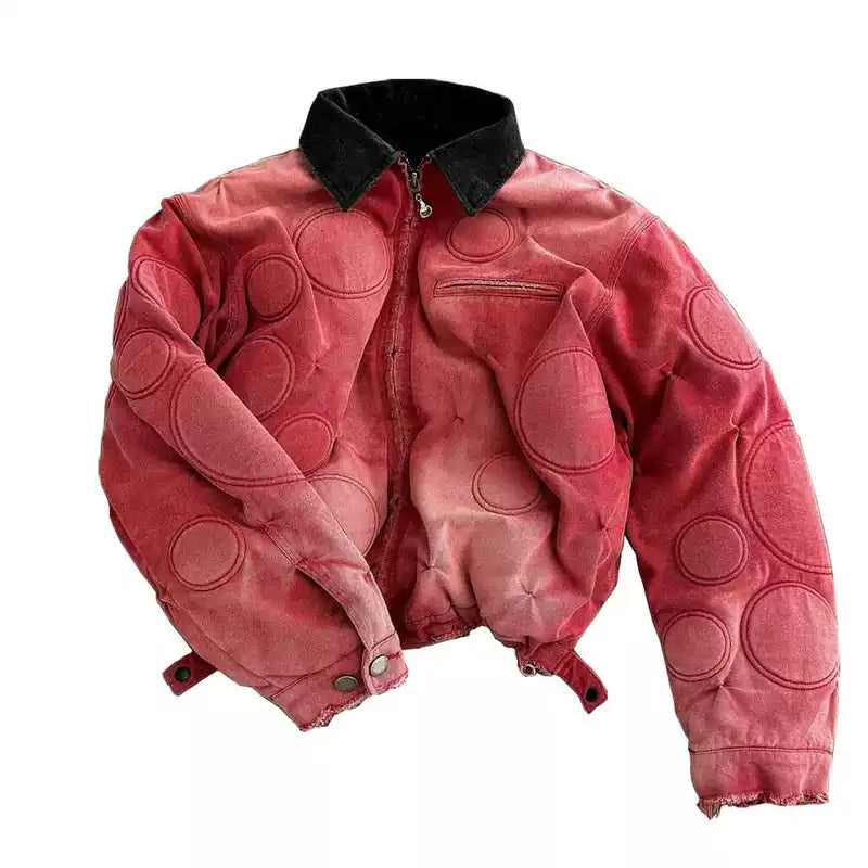 Retro Washed Canvas Embroidered Circle Jacket 1