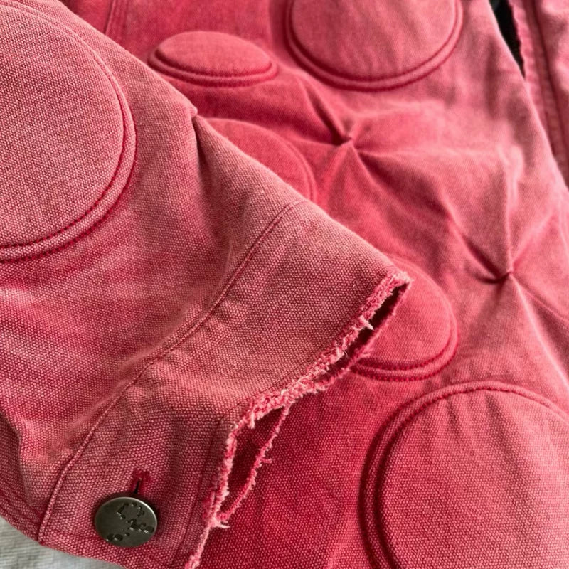 Retro Washed Canvas Embroidered Circle Jacket 2