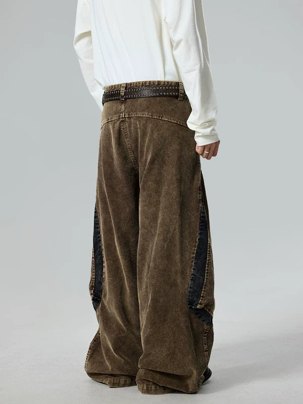 Retro Washed Corduroy Wide Leg Cargo Pants 3
