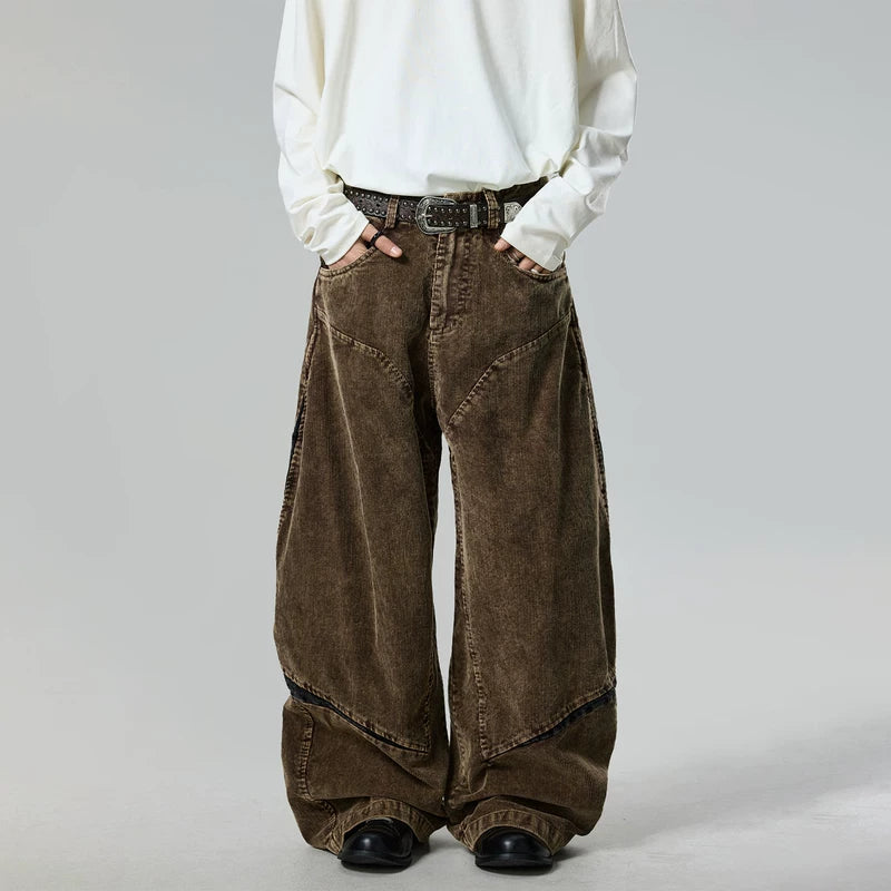 6157743842918,6157743842919,6157743842920,6157743842921,6157743842922, Retro Washed Corduroy Wide Leg Cargo Pants