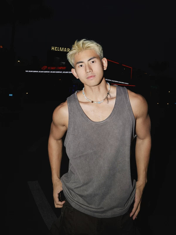 Retro Washed Distressed Sleeveless Tank Top 1