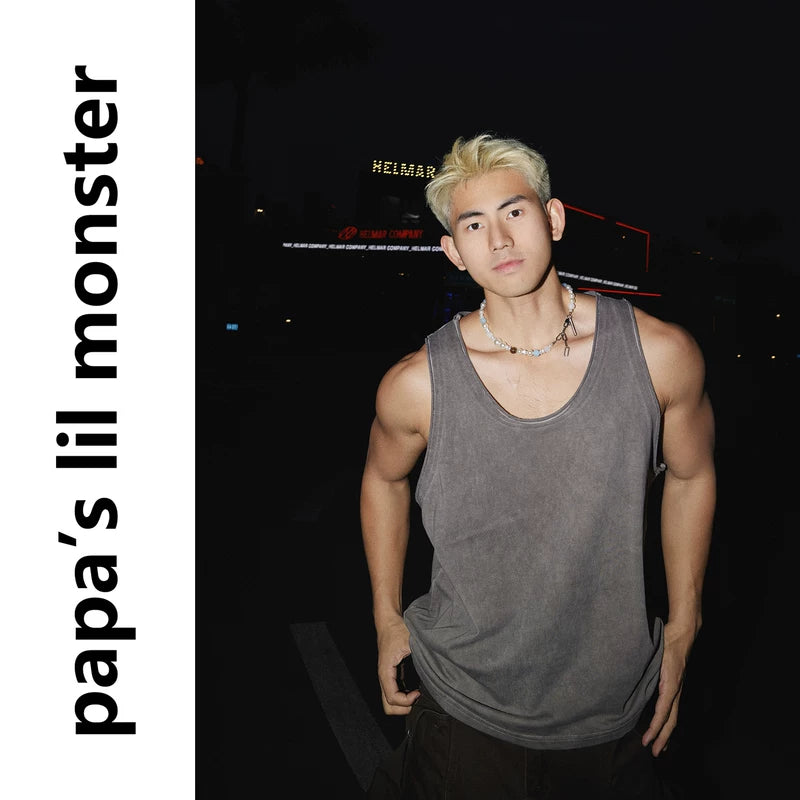 5782909121425,5782909121426,5782909121427, Retro Washed Distressed Sleeveless Tank Top