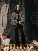 Retro Washed Distressed Zip-Up Workwear Jacket 4