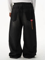 Retro Washed Double Waist Loose Jeans 5
