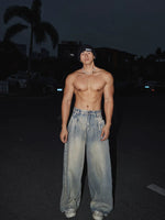 Retro Washed Loose Wide-Leg Denim Pants 1