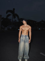 Retro Washed Loose Wide-Leg Denim Pants 4