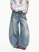 Retro Washed Loose Wide-Leg Jeans Pants 1