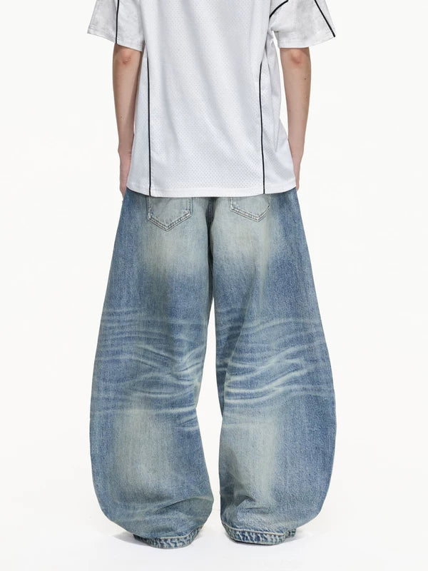Retro Washed Loose Wide-Leg Jeans Pants 3